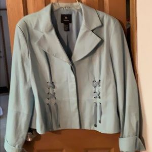 Pale Blue Leather Jacket